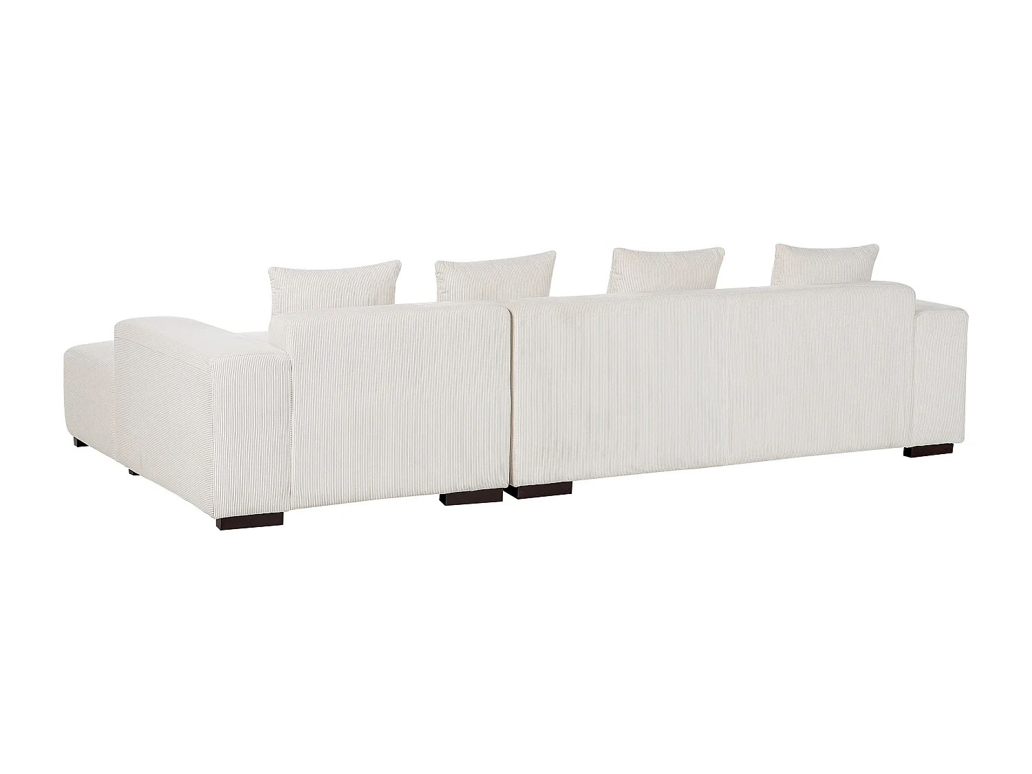 Ecksofa LUNGO Cord Cremeweiss 4-Sitzer linksseitig