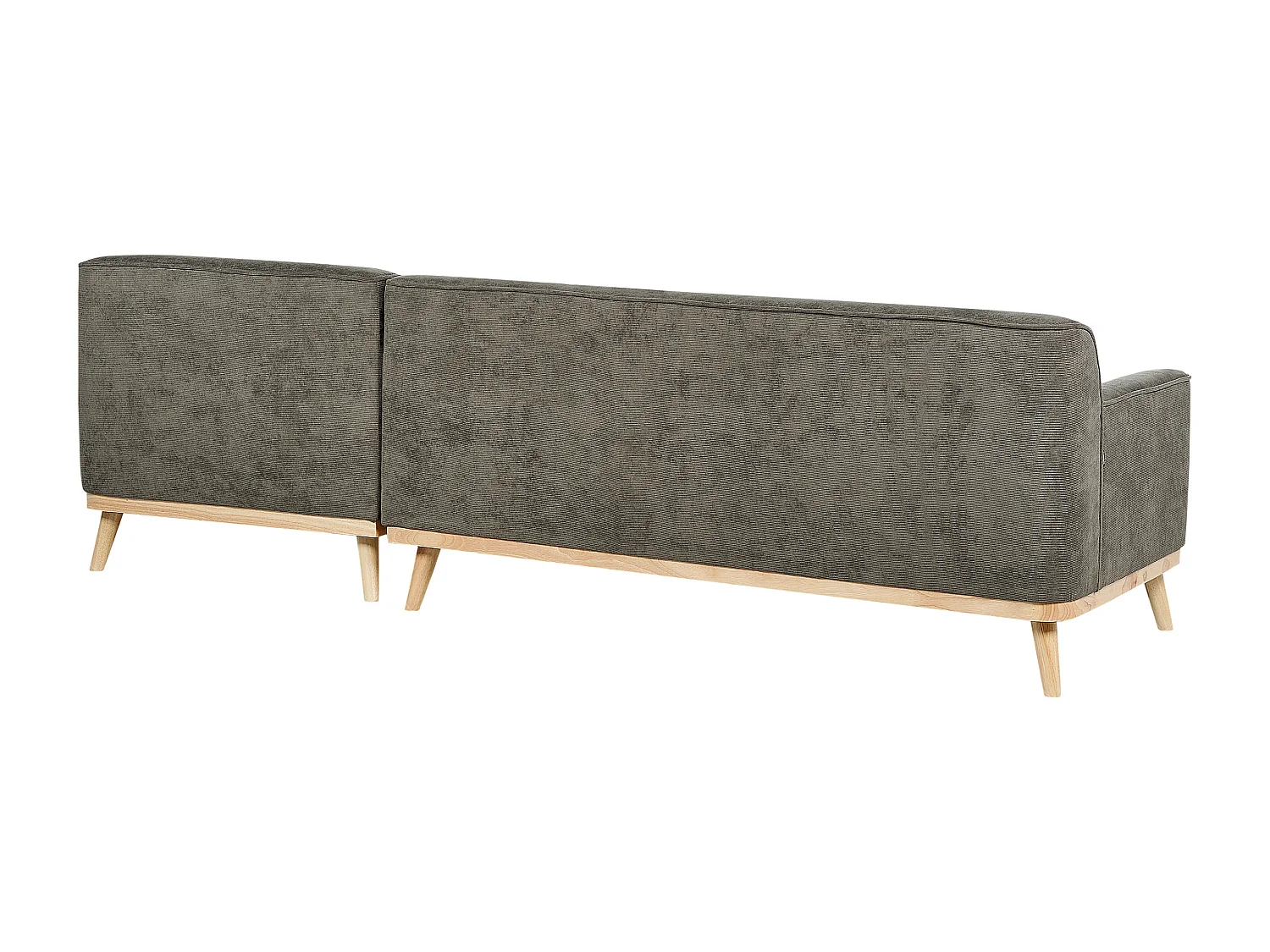 3-Sitzer Ecksofa L-förmig Cord grün mit Chaiselongue links mehrere Kissen Simos