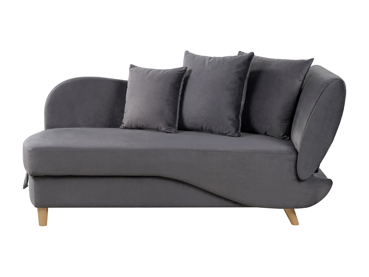 Rechtszijdige chaise longue MERI Fluweel Donkergrijs met opbergruimte
