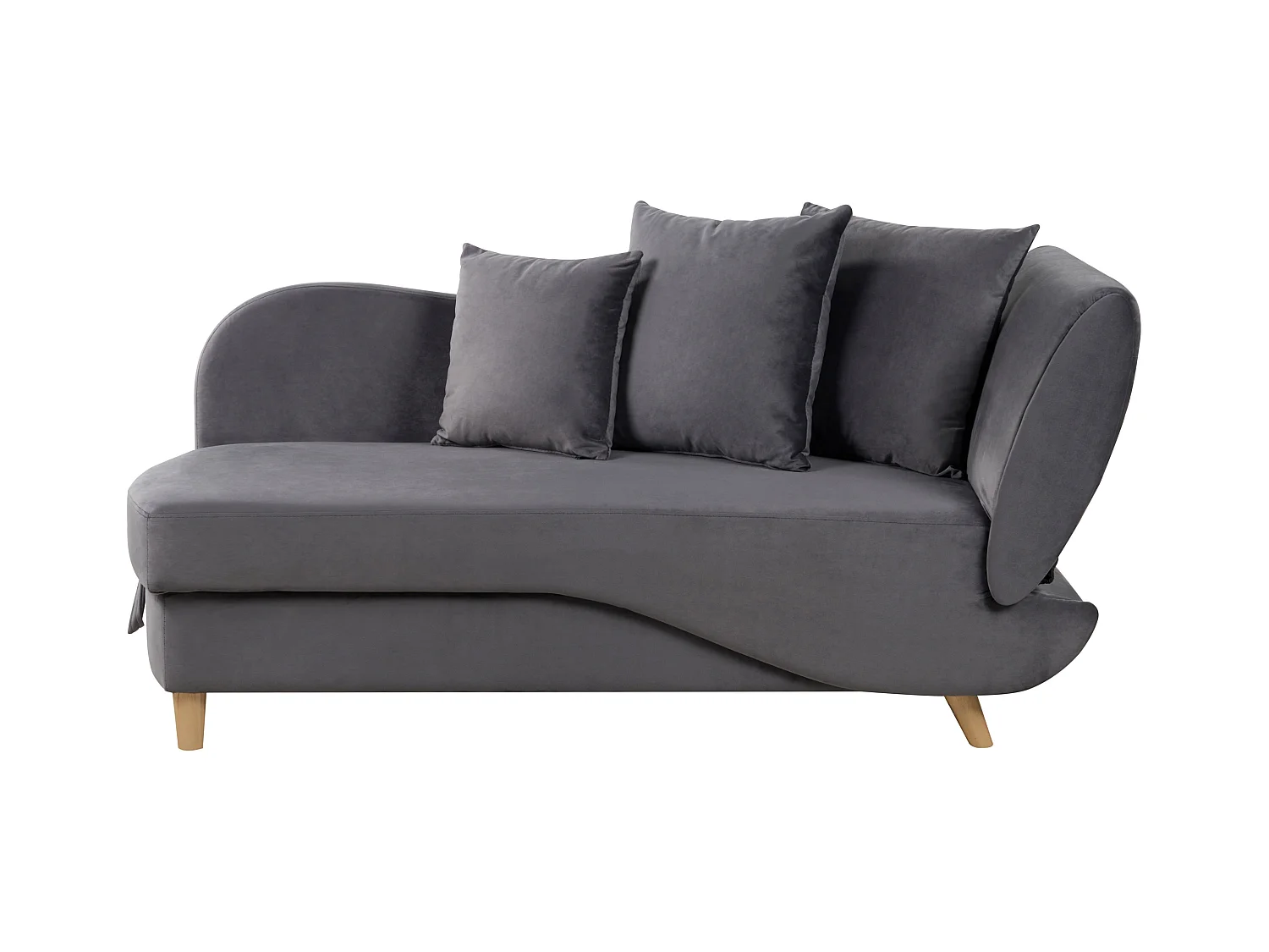 Chaise longue versione destra MERI Velluto Grigio scuro con contenitore
