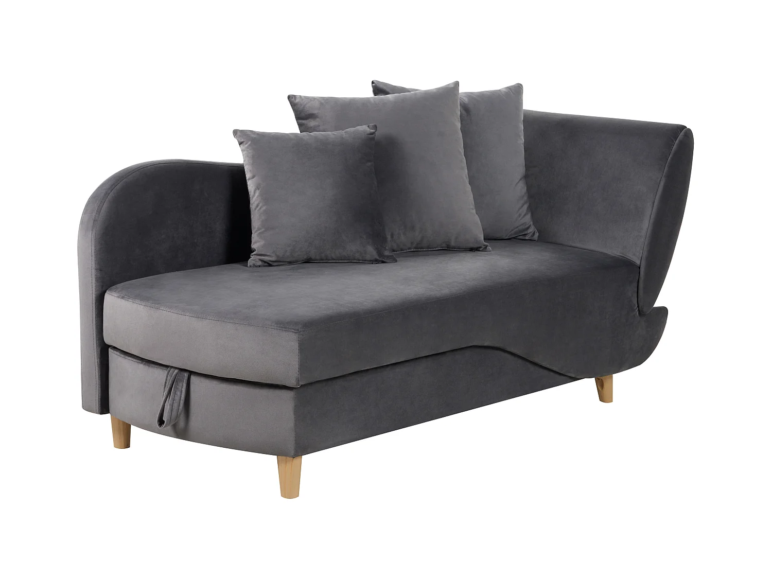 Rechtsseitige Chaiselounge MERI Samtstoff Dunkelgrau mit Stauraum