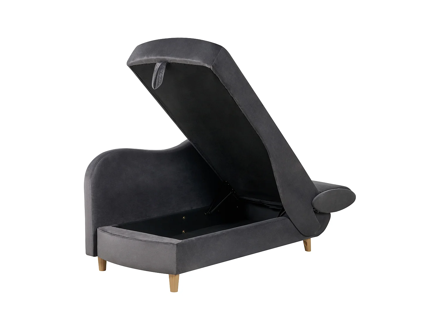 Rechtsseitige Chaiselounge MERI Samtstoff Dunkelgrau mit Stauraum