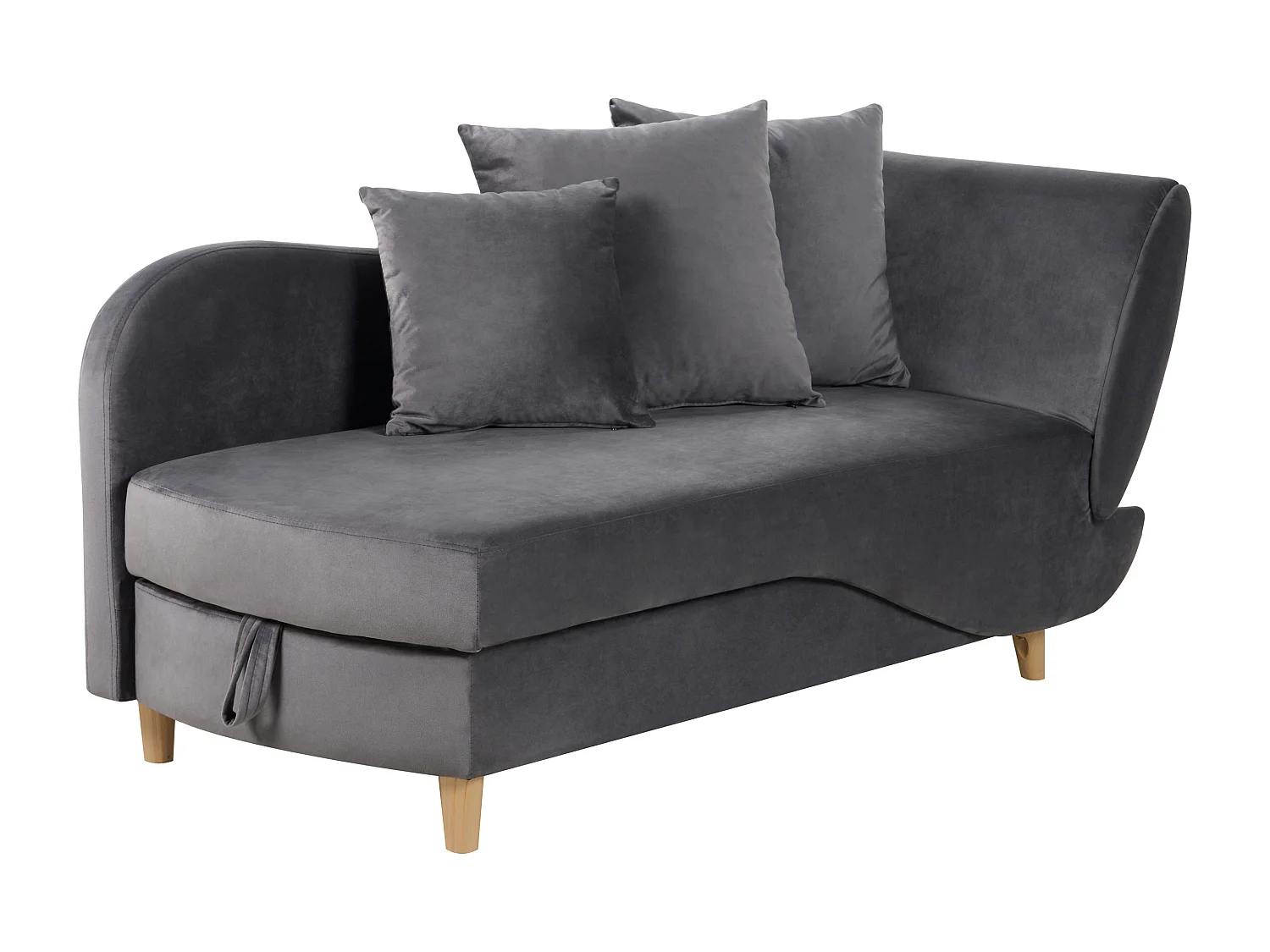 Chaise longue côté droit MERI Velours Gris foncé avec rangement