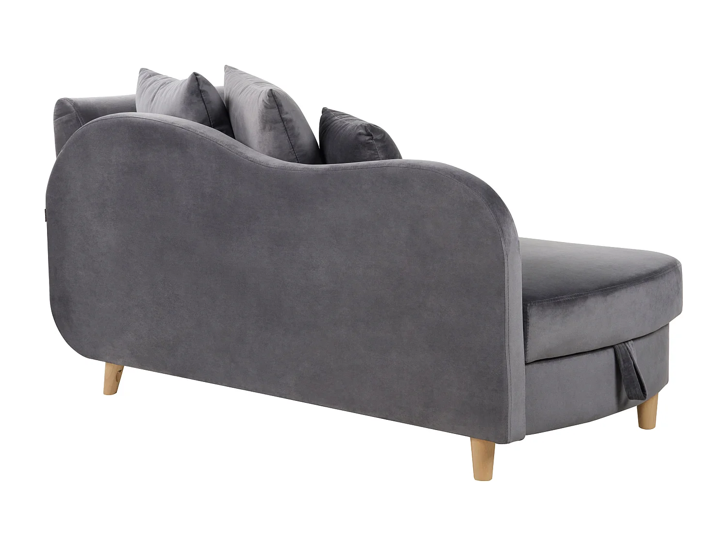 Chaise longue côté droit MERI Velours Gris foncé avec rangement