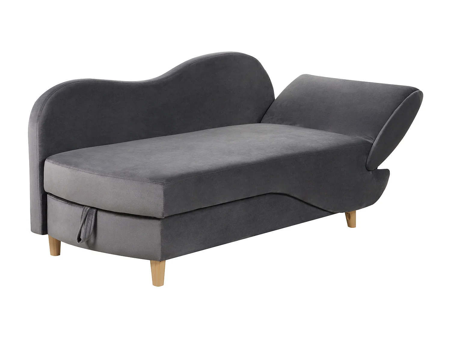 Rechtszijdige chaise longue MERI Fluweel Donkergrijs met opbergruimte