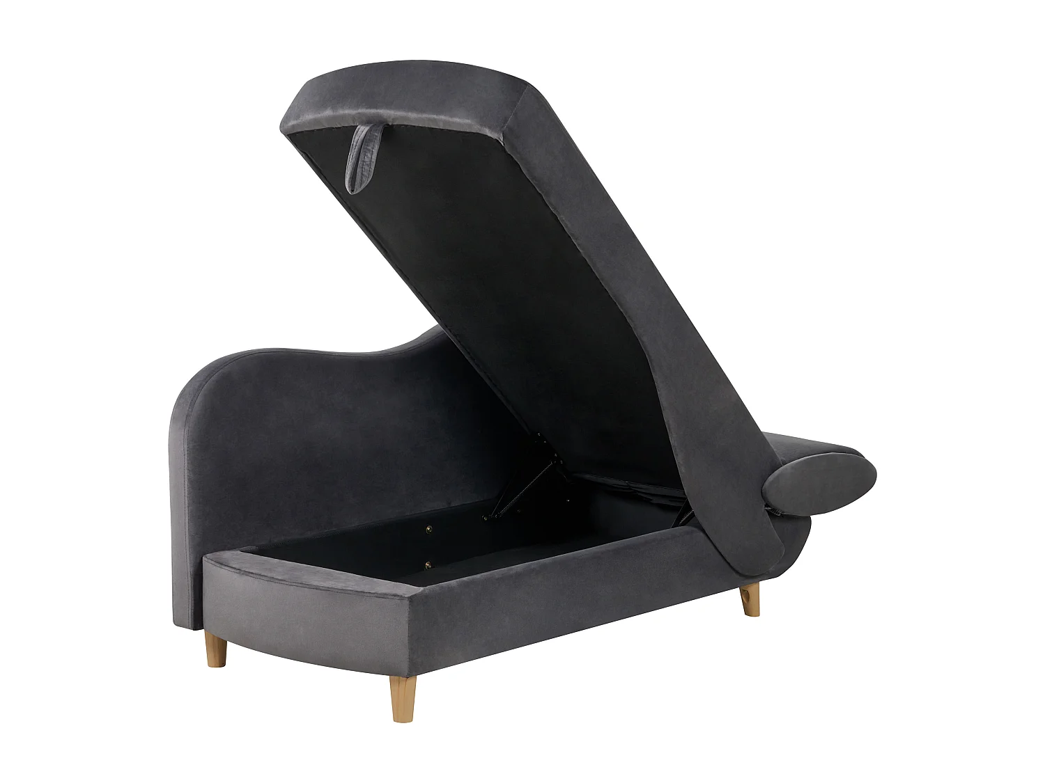 Rechtszijdige chaise longue MERI Fluweel Donkergrijs met opbergruimte