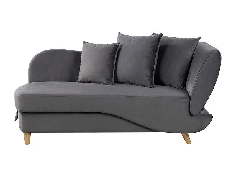 Rechtszijdige chaise longue MERI Fluweel Donkergrijs met opbergruimte