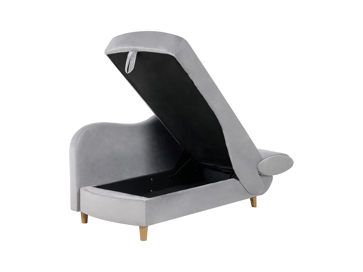 Rechtszijdige chaise longue MERI Fluweel Lichtgrijs met opbergruimte