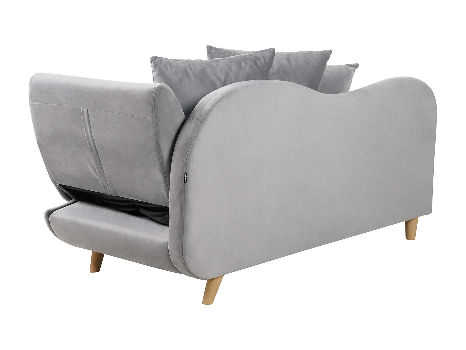 Rechtszijdige chaise longue MERI Fluweel Lichtgrijs met opbergruimte