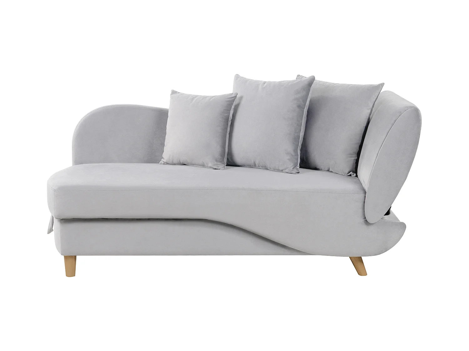 Chaise longue côté droit MERI Velours Gris clair avec rangement