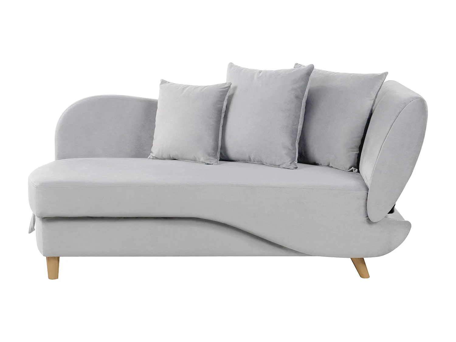 Chaise longue côté droit MERI Velours Gris clair avec rangement