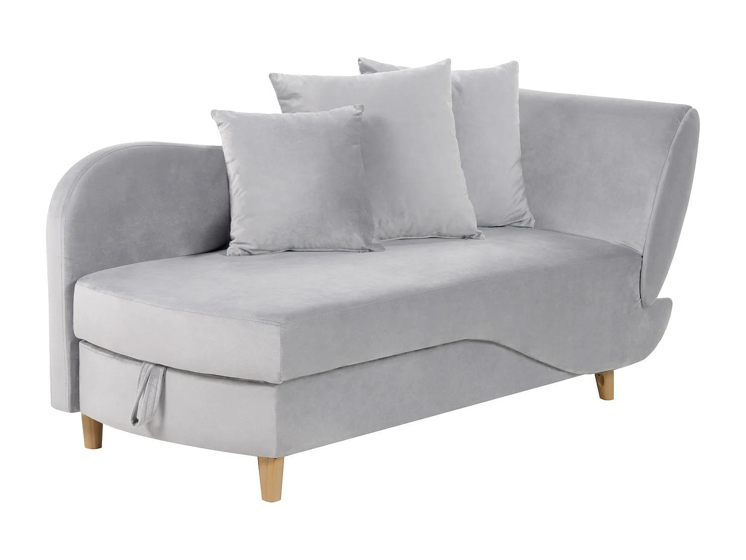 Chaise longue côté droit MERI Velours Gris clair avec rangement