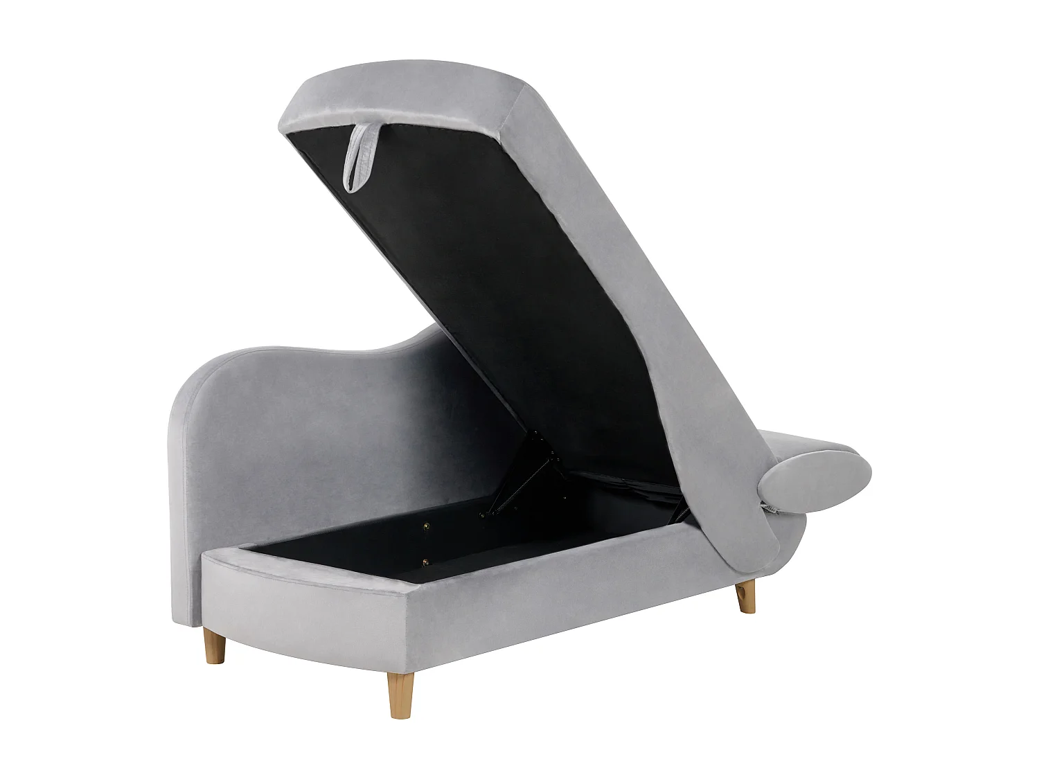 Chaise longue côté droit MERI Velours Gris clair avec rangement