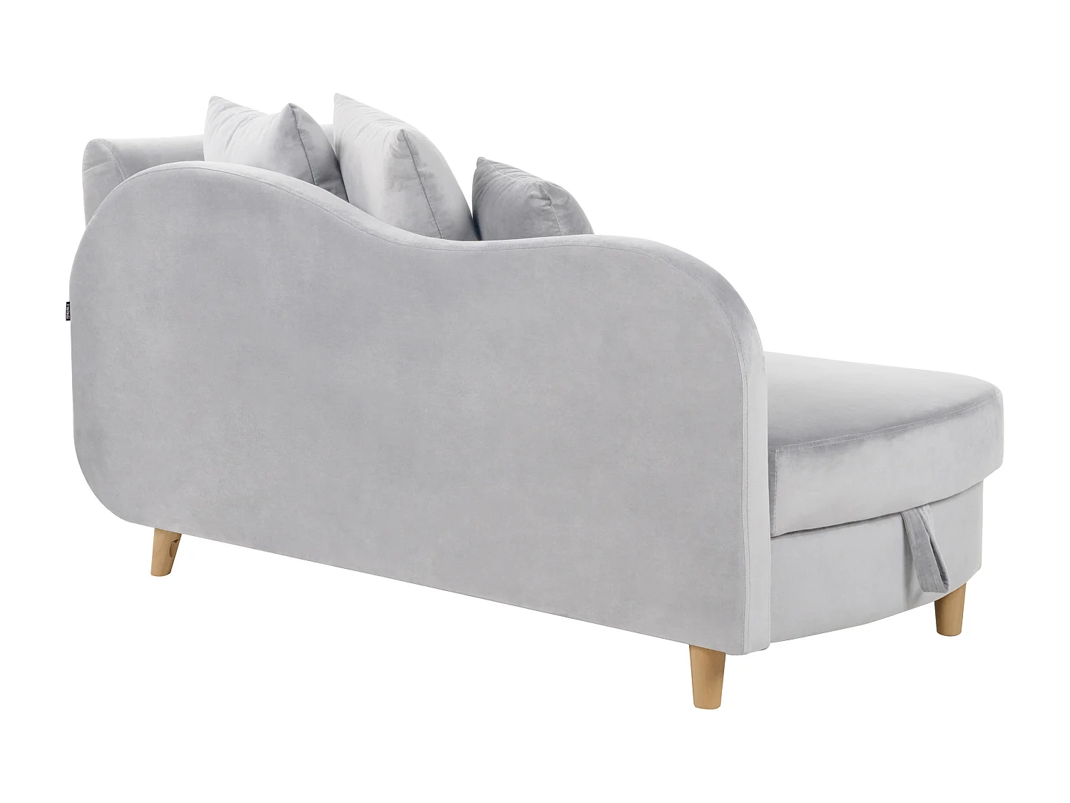 Chaise longue côté droit MERI Velours Gris clair avec rangement