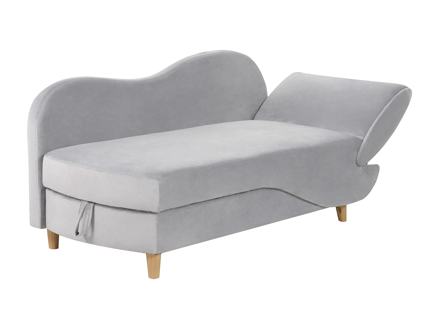 Chaiselongue Samtstoff grau rechtsseitig mit Stauraum Kissen modern Meri II