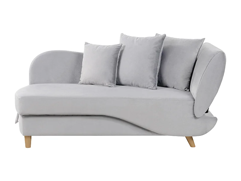 Chaise longue côté droit MERI Velours Gris clair avec rangement