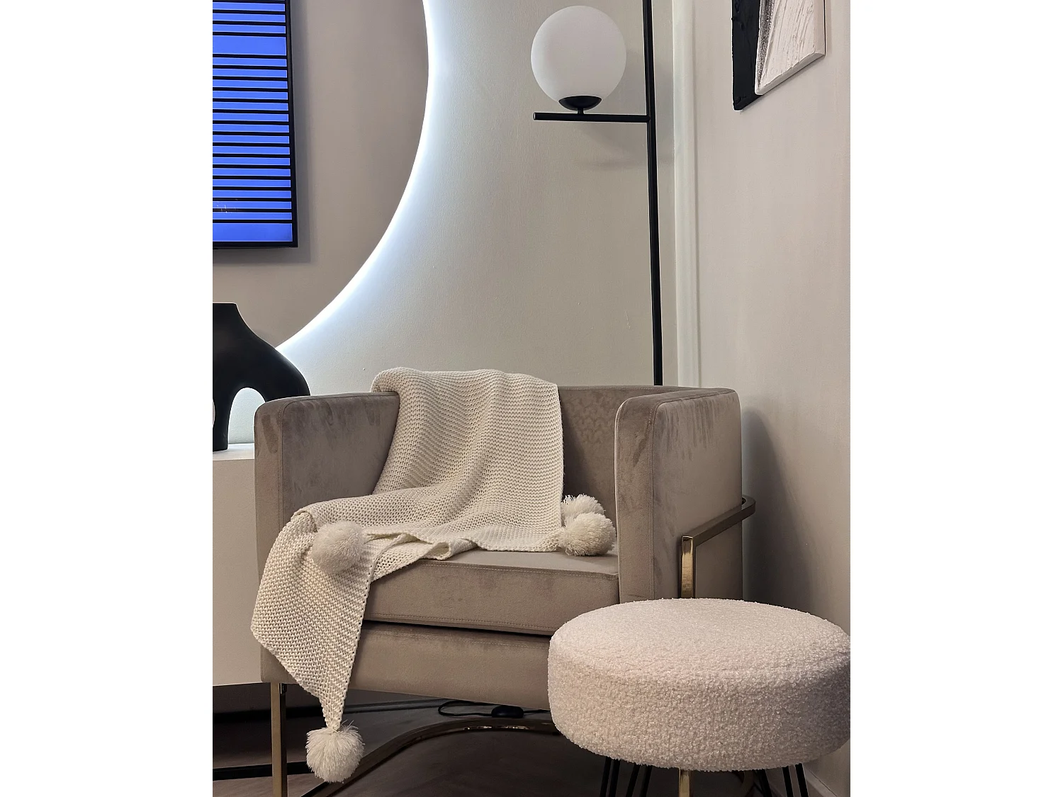 Fauteuil SIRKKA Fluweel Taupe