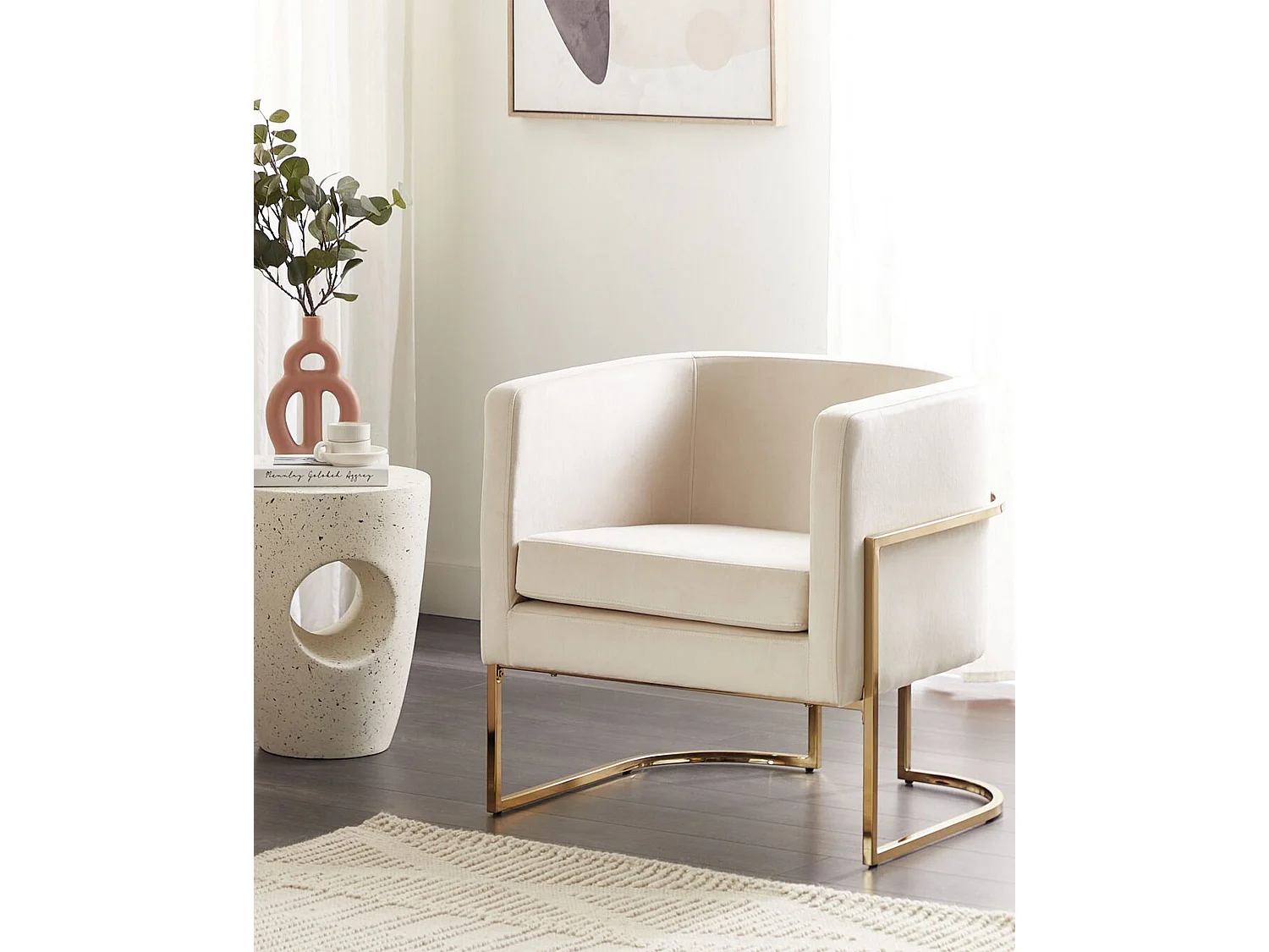 Sessel SIRKKA Samtstoff Hellbeige