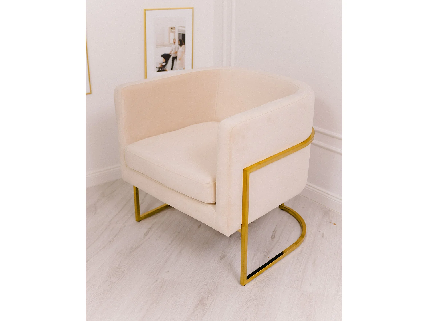 Sessel SIRKKA Samtstoff Hellbeige