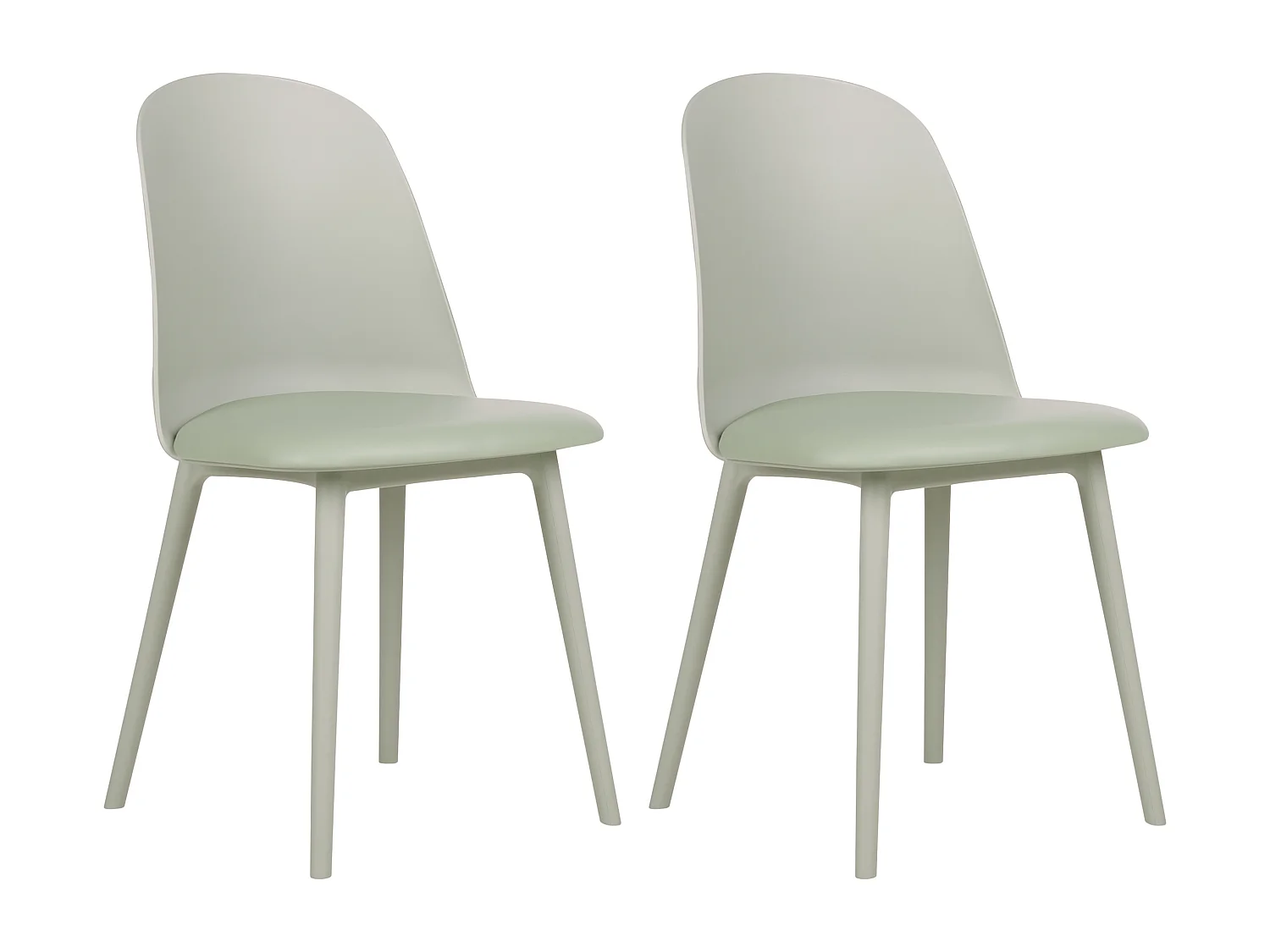 Esszimmerstuhl 2er Set Kunststoff grün mit Sitzpolster aus Kunstleder Fomby