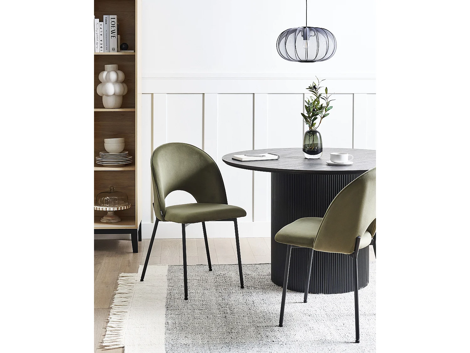 Lot de 2 chaises de salle à manger COVELO Velours Vert foncé