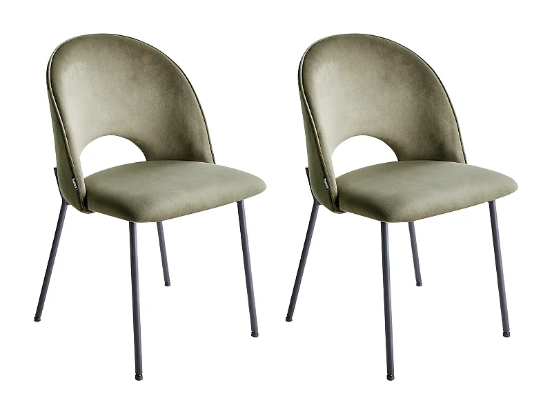 Lot de 2 chaises de salle à manger COVELO Velours Vert foncé
