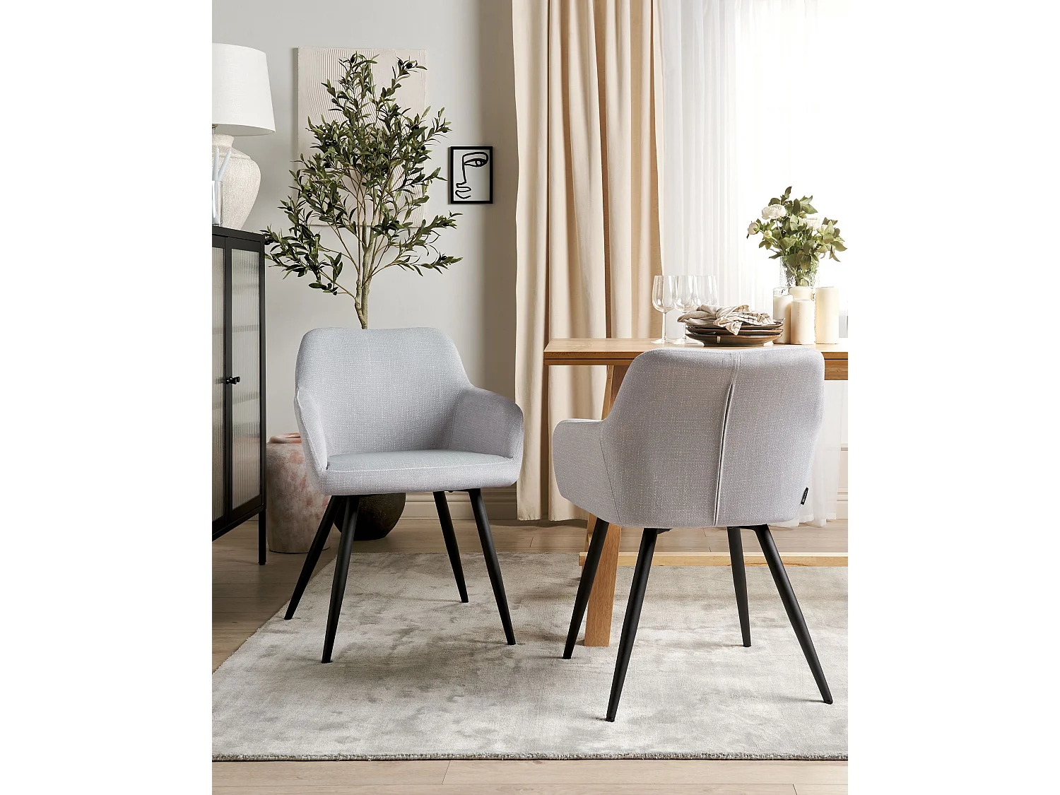Lot de 2 chaises de salle à manger CASMALIA Velours Gris clair
