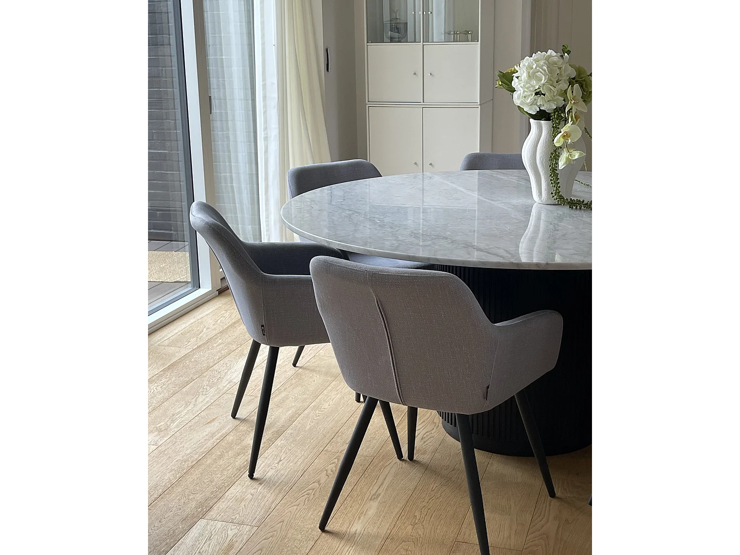 Set van 2 eetkamerstoelen CASMALIA Fluweel Lichtgrijs