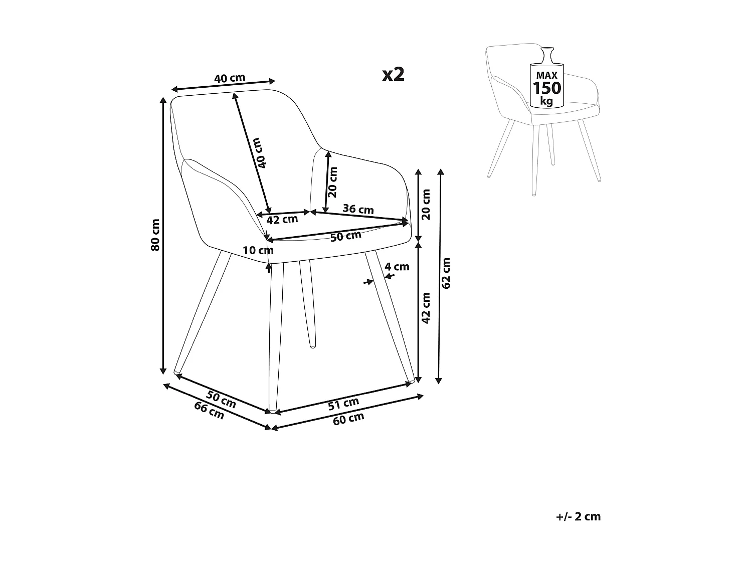 Set di 2 sedie da pranzo CASMALIA Velluto Grigio chiaro
