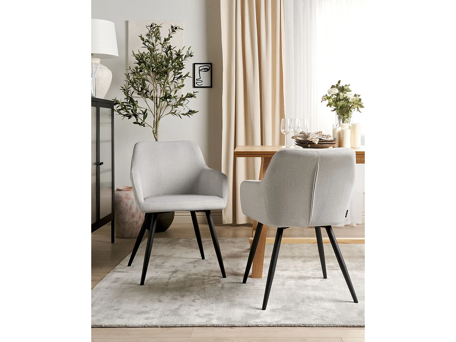 Lot de 2 chaises de salle à manger CASMALIA Velours Taupe
