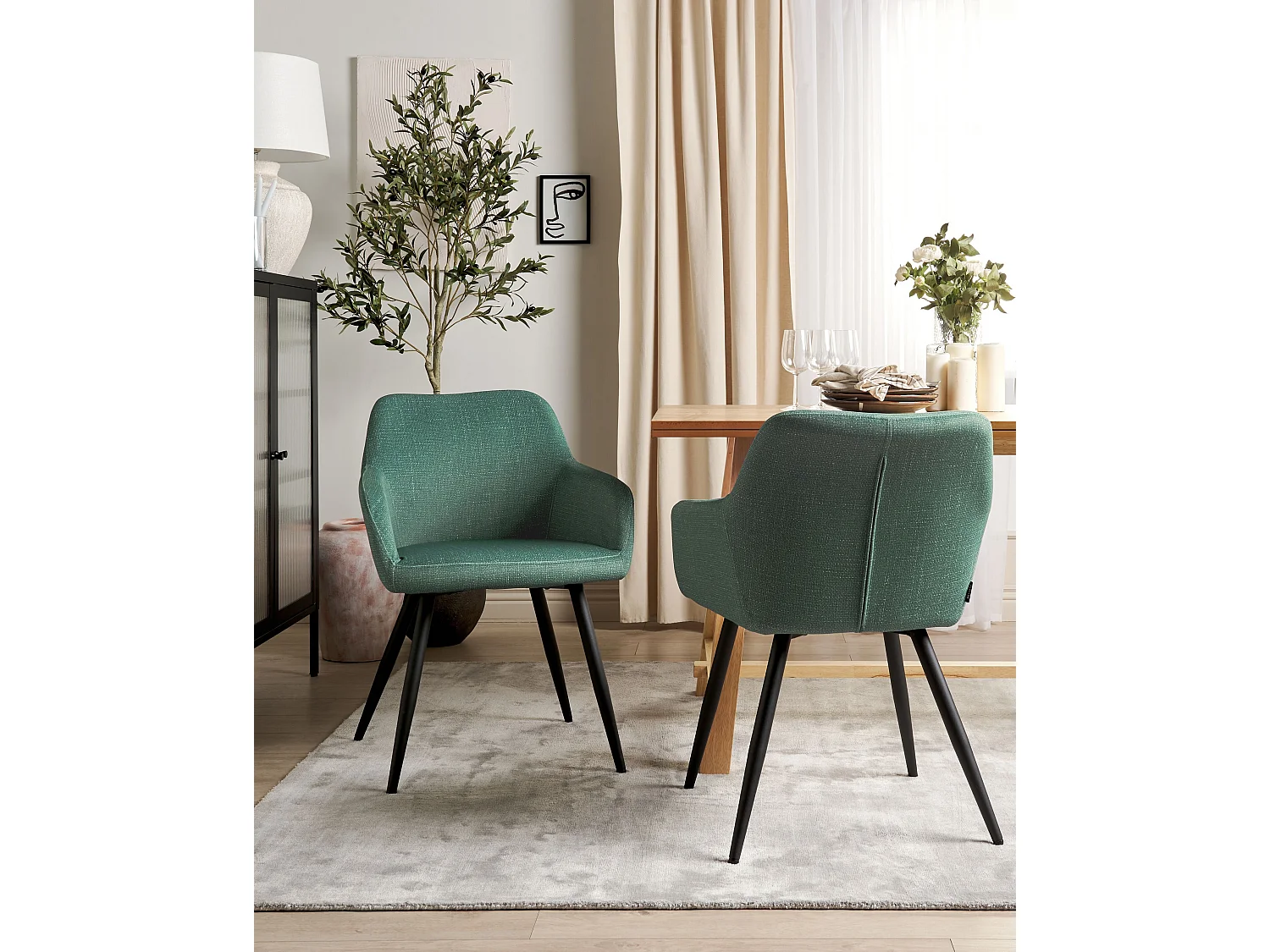 Set di 2 sedie da pranzo CASMALIA Velluto Verde scuro