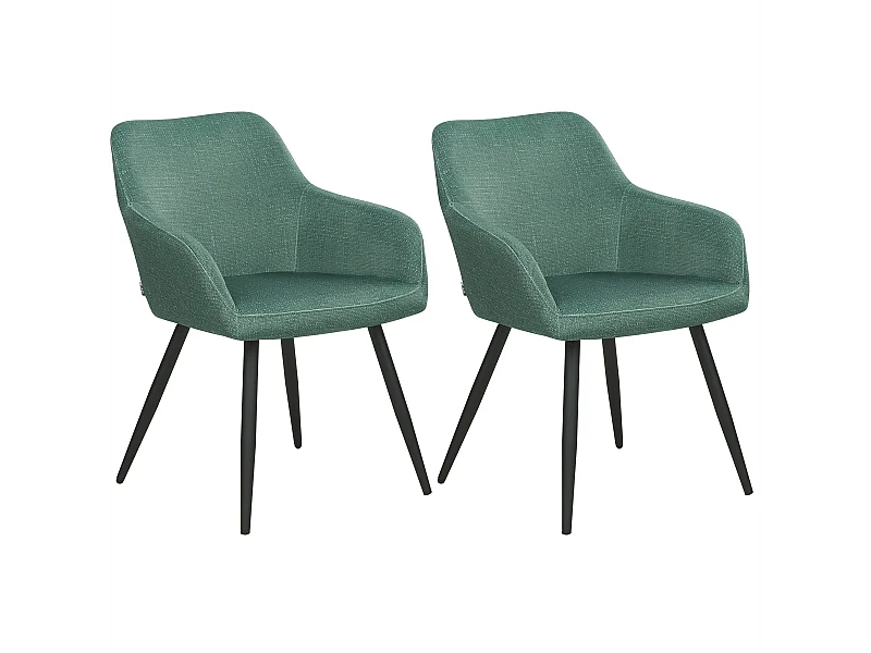 Esszimmerstuhl 2er Set Samt grün mit Metallbeinen schwarz modern Casmalia