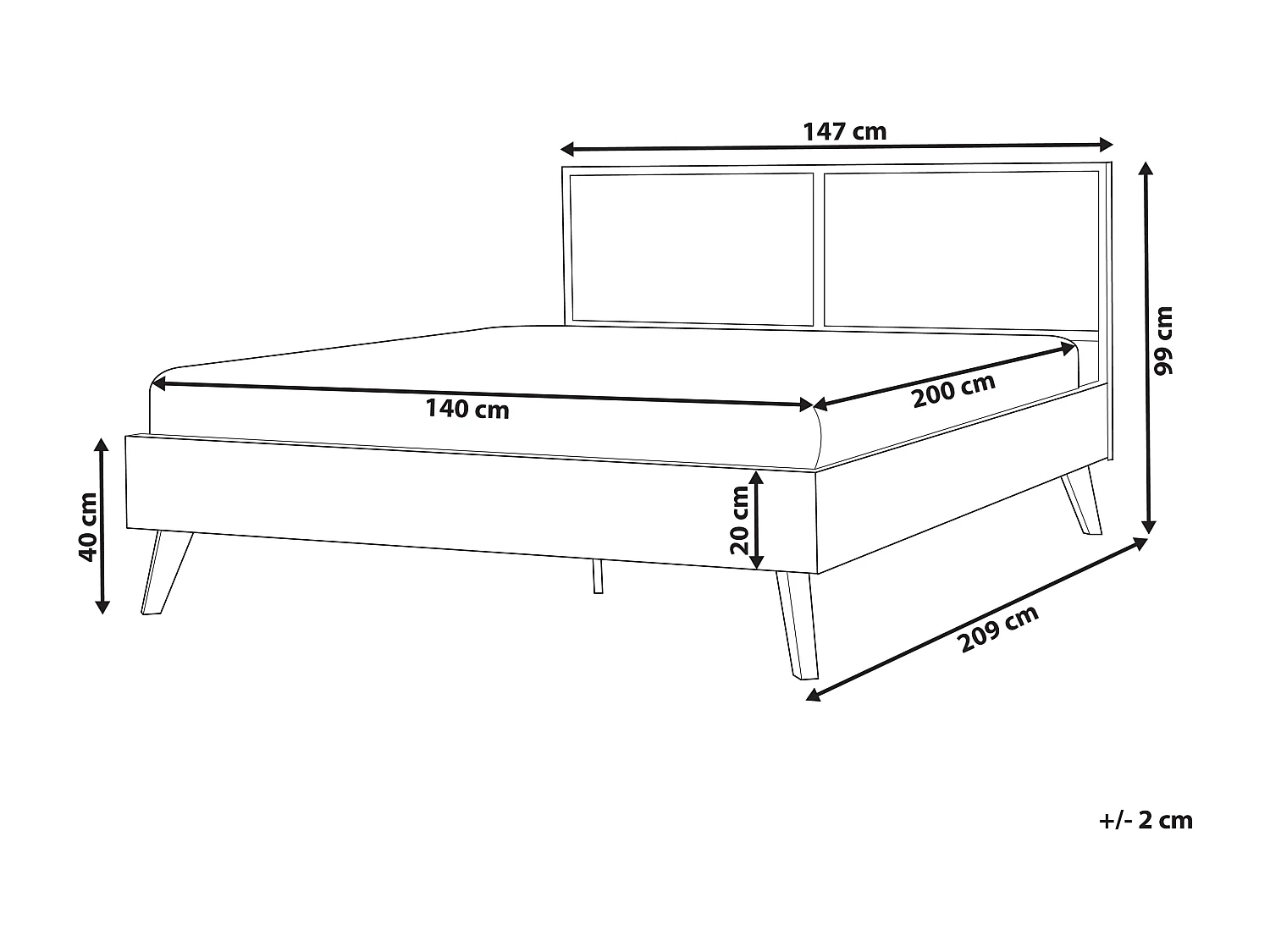 Letto matrimoniale legno scuro 140 x 200 cm MONPAZIER