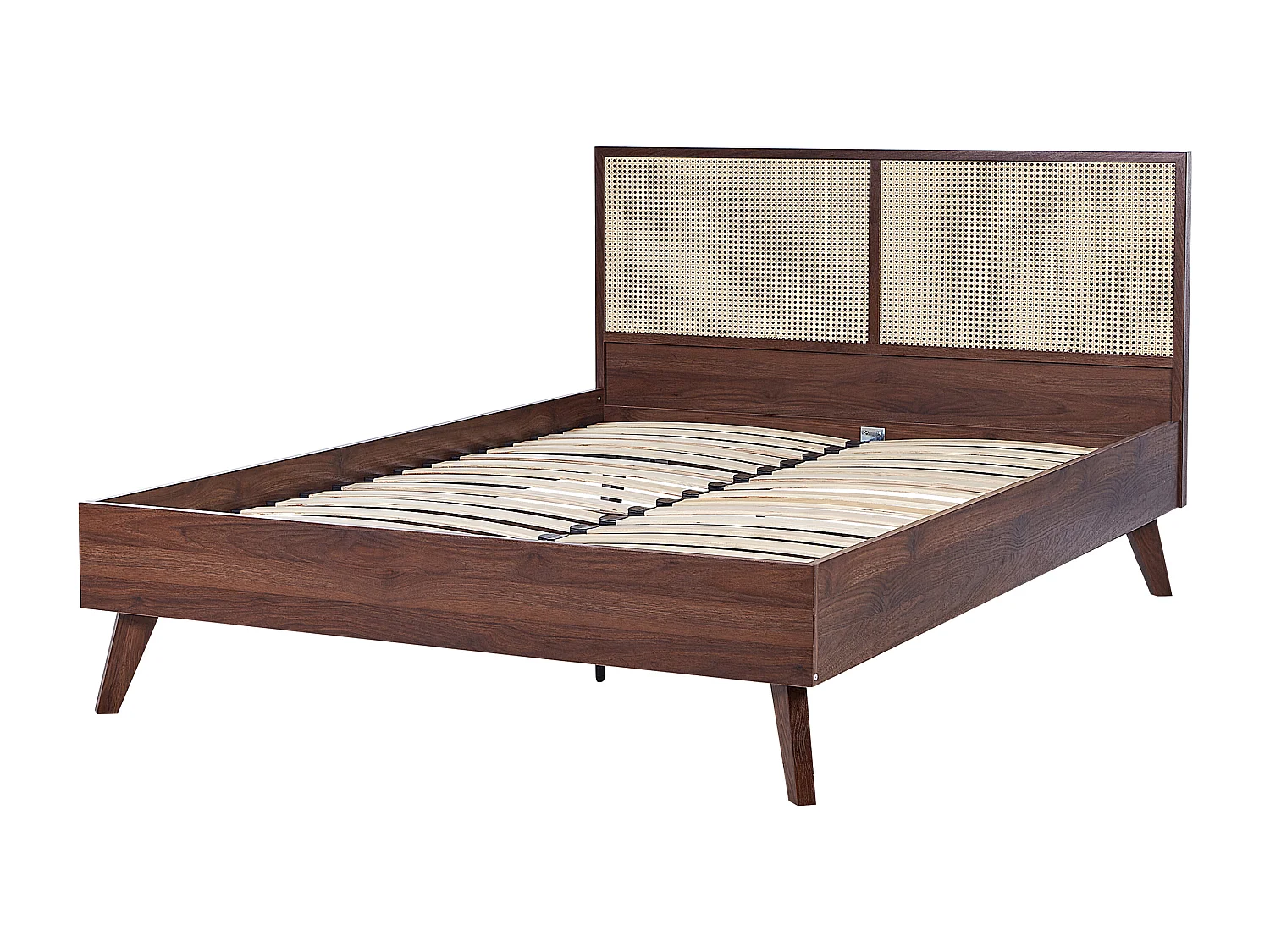 Bett mit Lattenrost Rattan MONPAZIER 140 x 200 cm Dunkelbraun