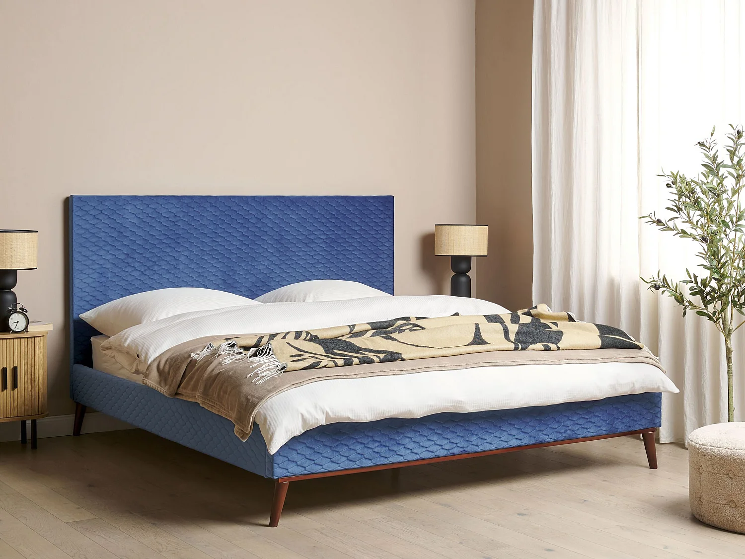 Letto Velluto BAYONNE 180 x 200 cm Blu