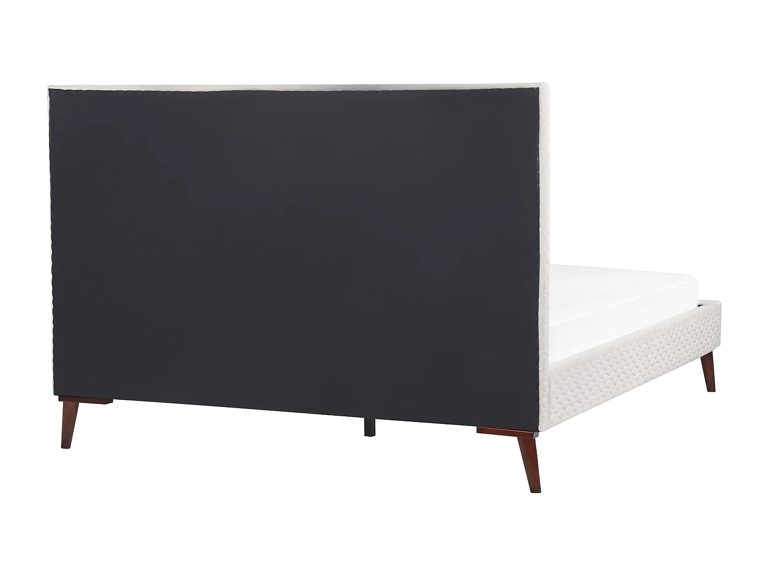 Polsterbett Samt weiß mit Lattenrost 160x200cm gestepptes hohes Kopfteil Bayonne