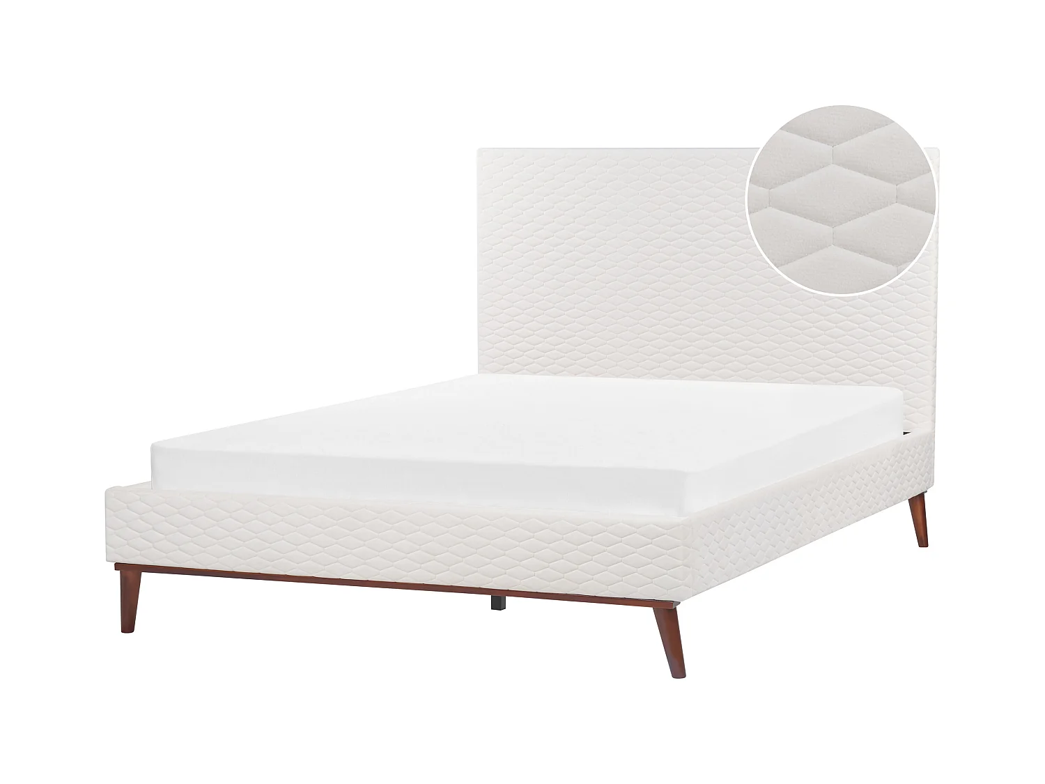 Lit avec sommier Velours BAYONNE 160 x 200 cm Blanc cassé