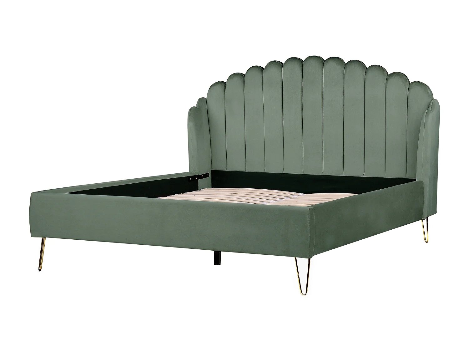 Lit avec sommier Velours AMBILLOU 160 x 200 cm Vert