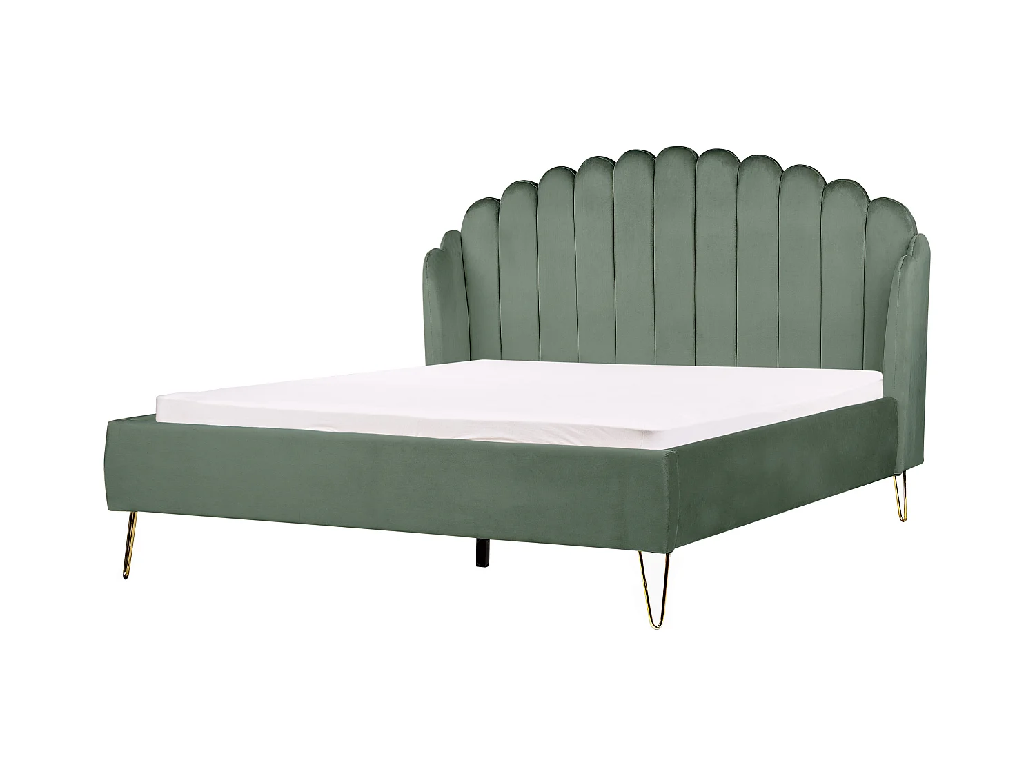 Lit avec sommier Velours AMBILLOU 160 x 200 cm Vert