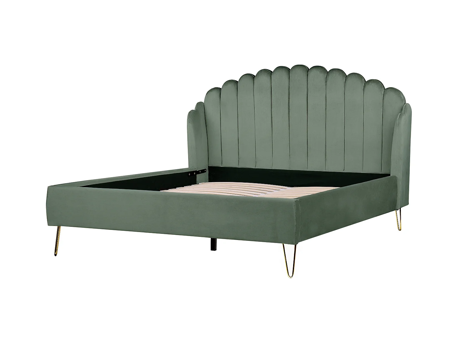 Lit avec sommier Velours AMBILLOU 160 x 200 cm Vert