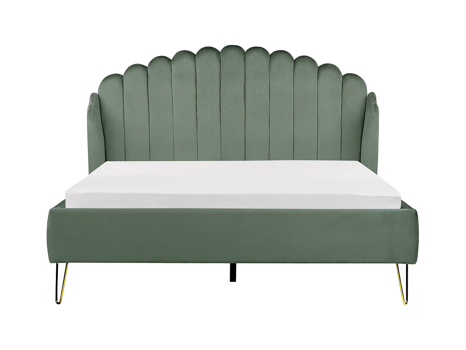 Lit avec sommier Velours AMBILLOU 160 x 200 cm Vert