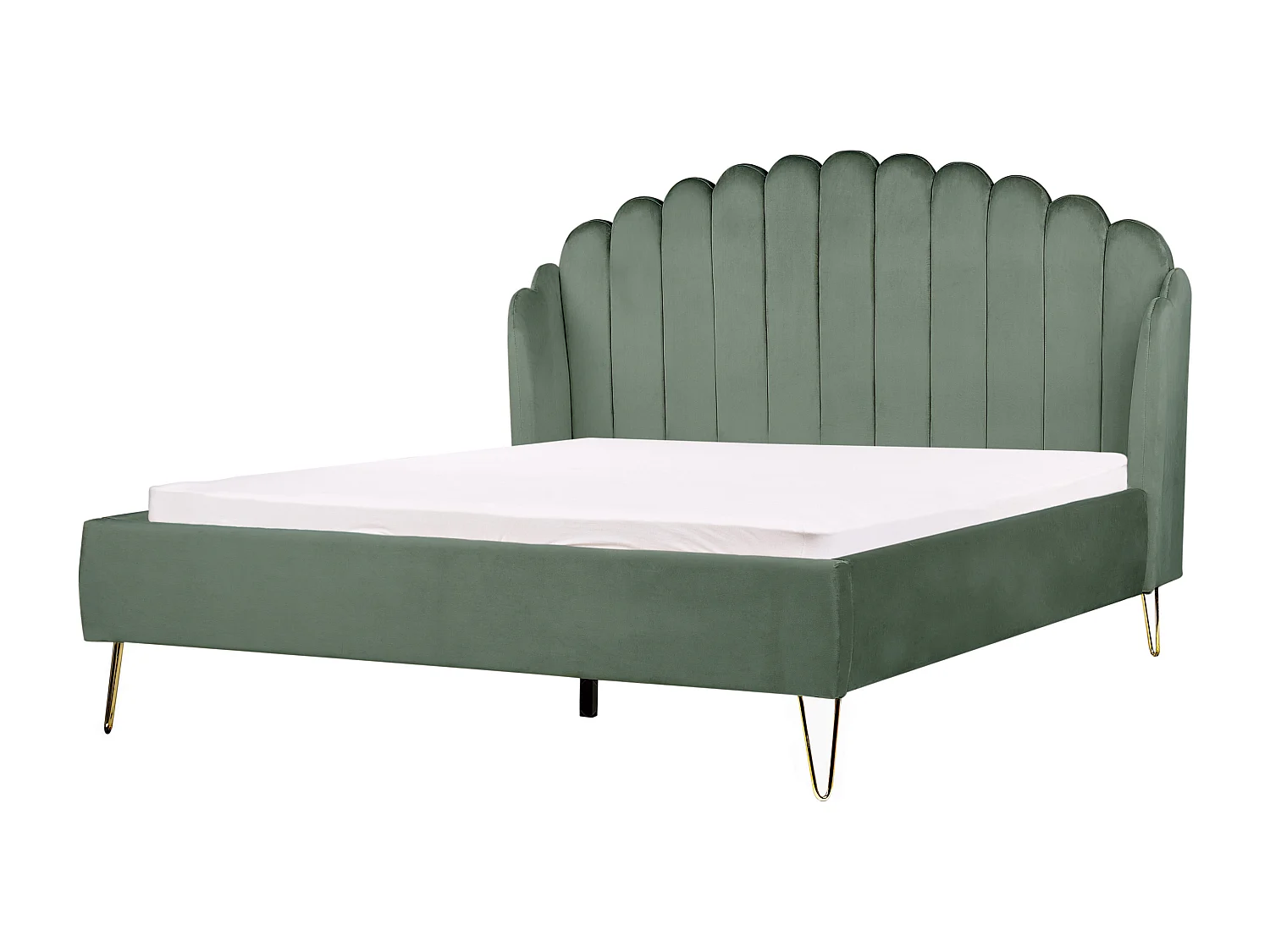 Lit avec sommier Velours AMBILLOU 160 x 200 cm Vert