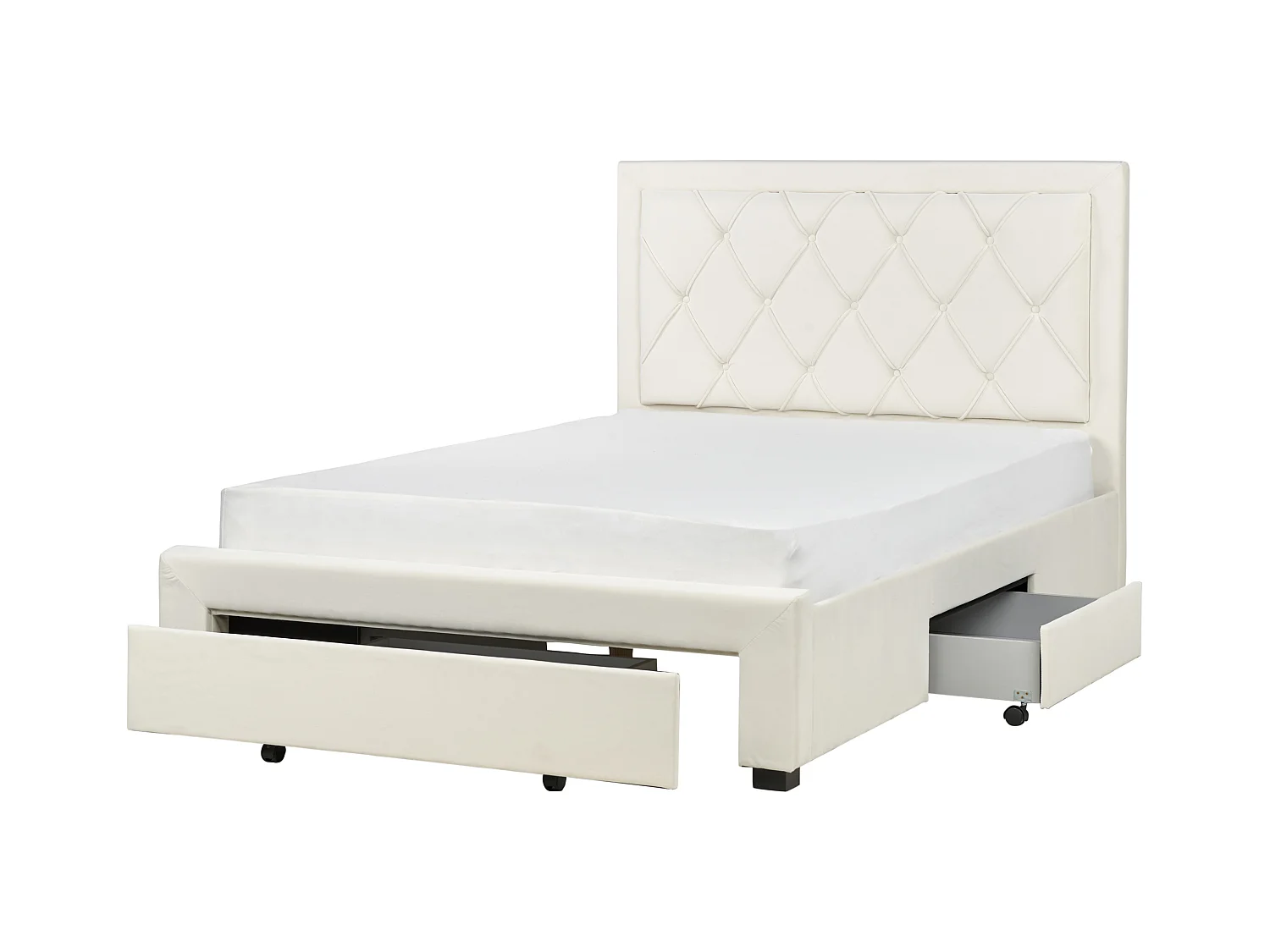 Bed met opbergladen Fluweel LIEVIN 140 x 200 cm Lichtbeige
