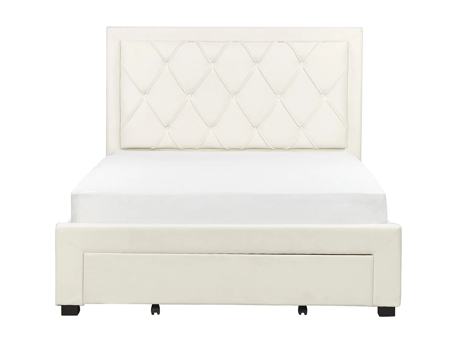 Bett Samt beige creme Schubladen Lattenrost 140x200 cm Chesterfield Stil Lievin