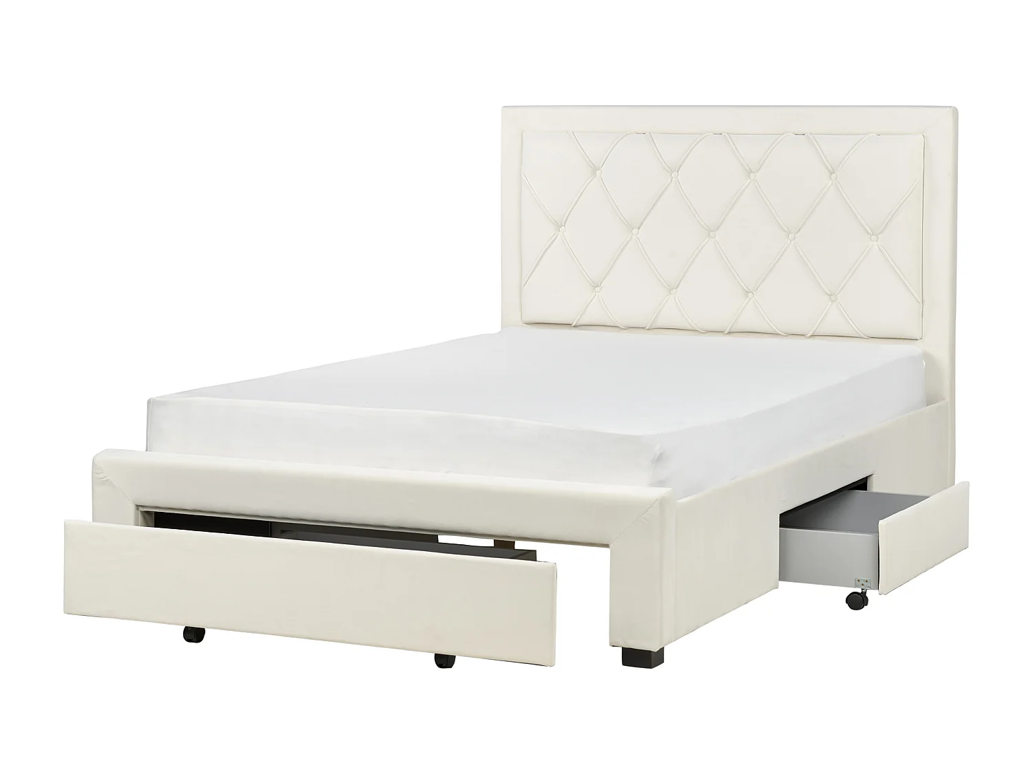 Bed met opbergladen Fluweel LIEVIN 140 x 200 cm Lichtbeige