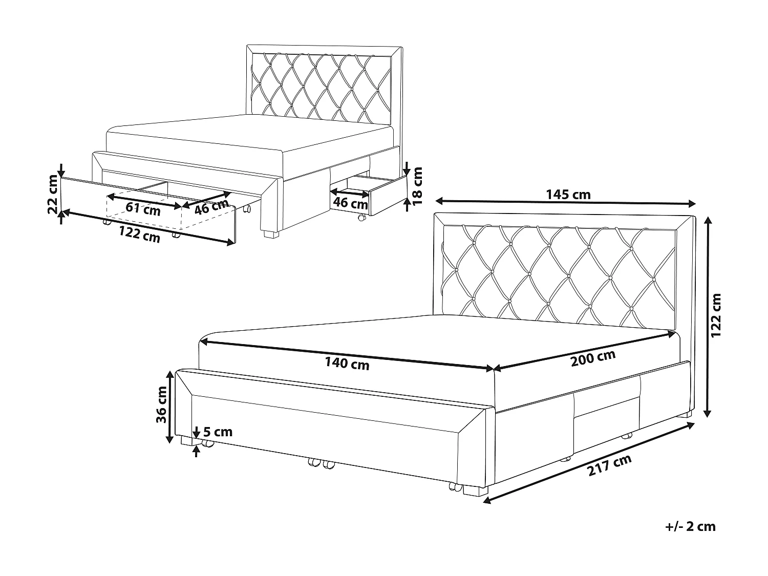 Bed met opbergladen Fluweel LIEVIN 140 x 200 cm Lichtbeige