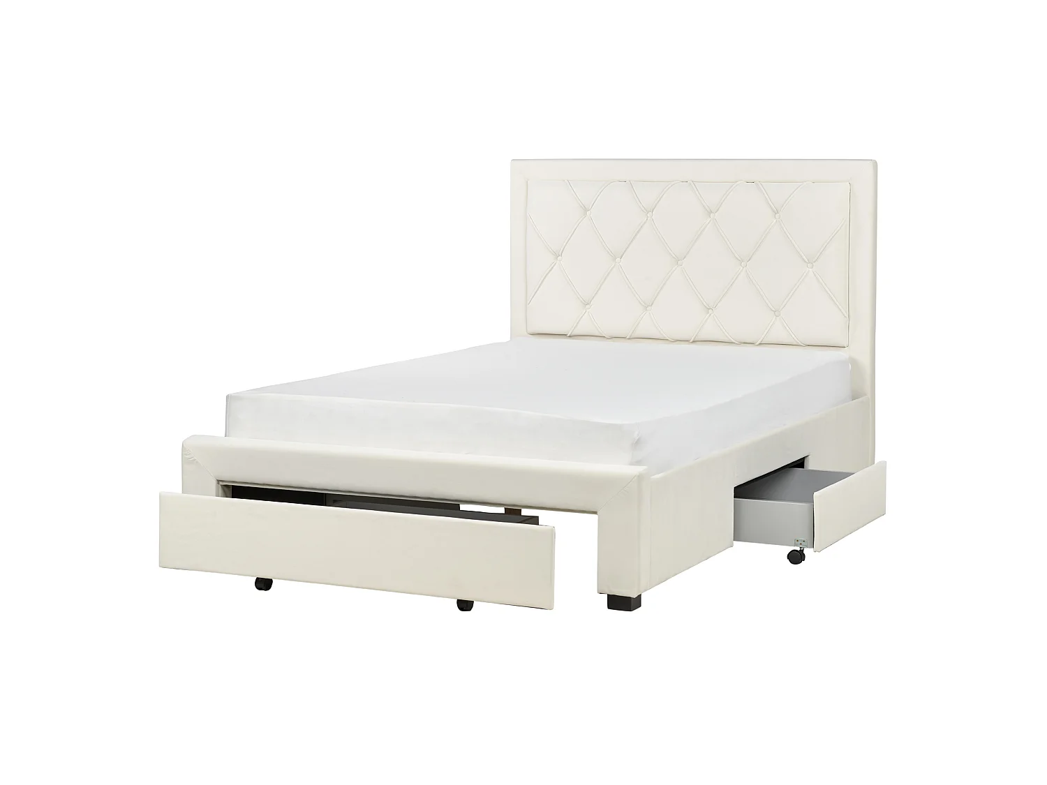Lit avec tiroirs de rangement Velours LIEVIN 140 x 200 cm Beige clair