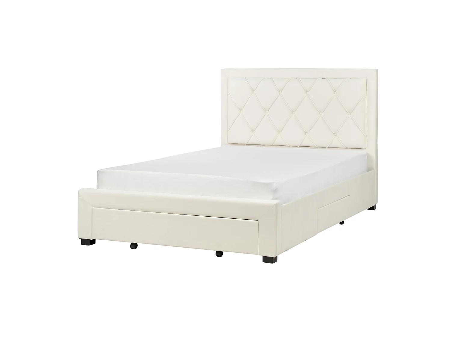 Lit avec tiroirs de rangement Velours LIEVIN 140 x 200 cm Beige clair