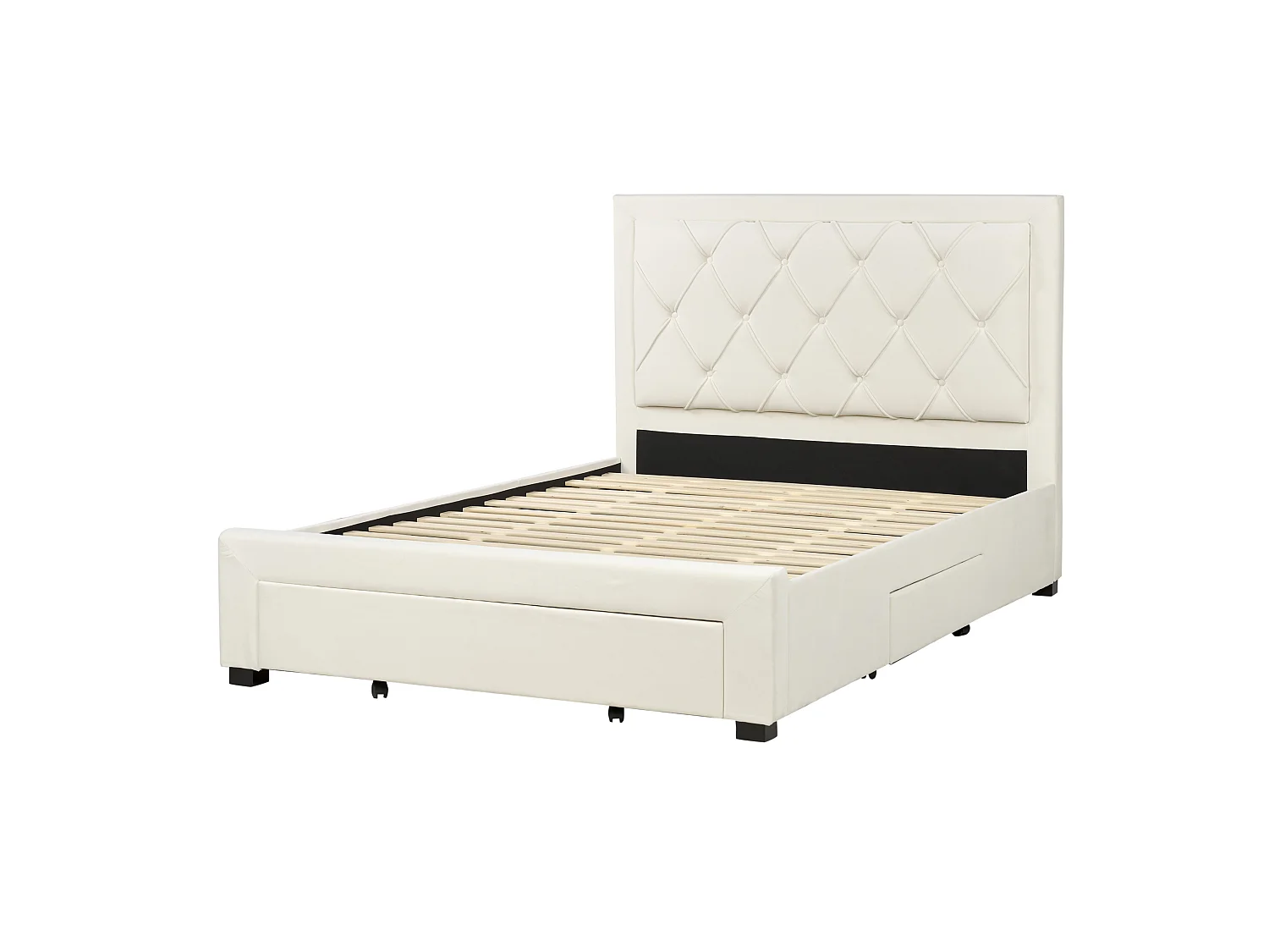 Lit avec tiroirs de rangement Velours LIEVIN 140 x 200 cm Beige clair