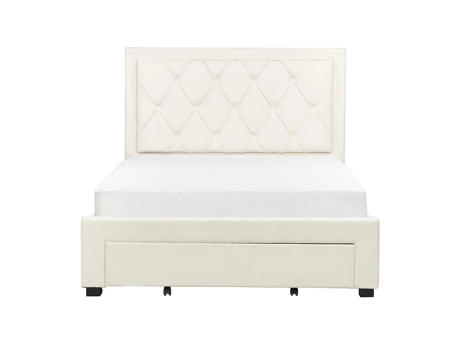 Lit avec tiroirs de rangement Velours LIEVIN 140 x 200 cm Beige clair